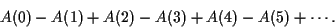 \begin{displaymath}A(0)-A(1)+A(2)-A(3)+A(4)-A(5)+\cdots.\end{displaymath}