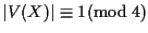 $\vert V(X)\vert\equiv 1(\mathrm{mod}\; 4)$